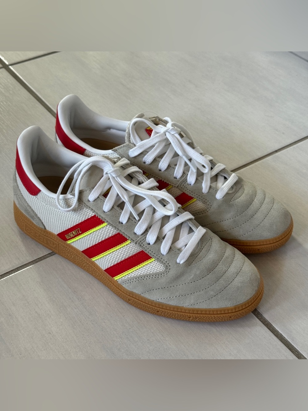 ADIDAS ORIGINALS BUSENITZ VINTAGE Feather Grey Red Orbit Grey SHOES SIZE 9.5